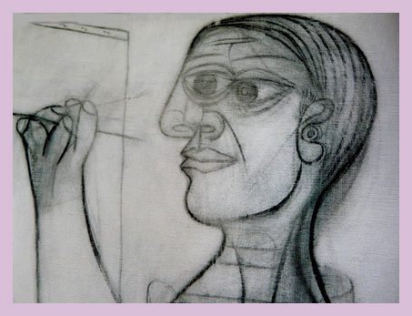 peinture de Picasso (L'Artiste devant sa toile, 1938) peinture de Picasso (L'Artiste devant sa toile, 1938)